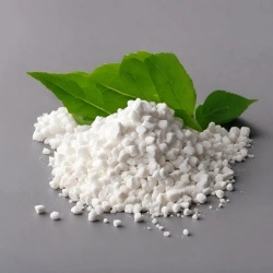 tabular alumina with green leaves in background