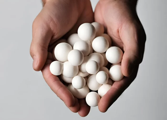 alumina balls in hand