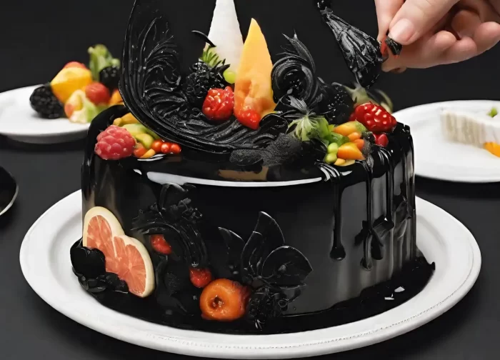 A person who very briefly decorates a food with black color
