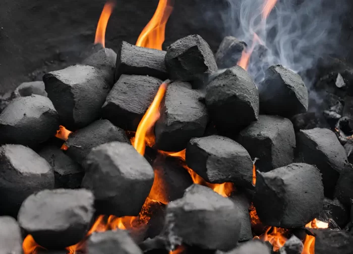 Burning coconut charcoal